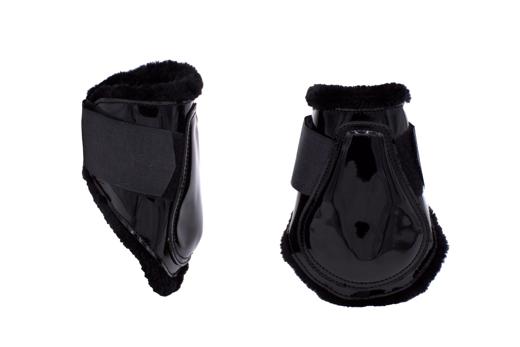 Gamaschen und Streichkappen lack schwarz, Springgamaschen 4er Set,