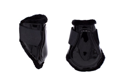 Gamaschen und Streichkappen lack schwarz, Springgamaschen 4er Set,