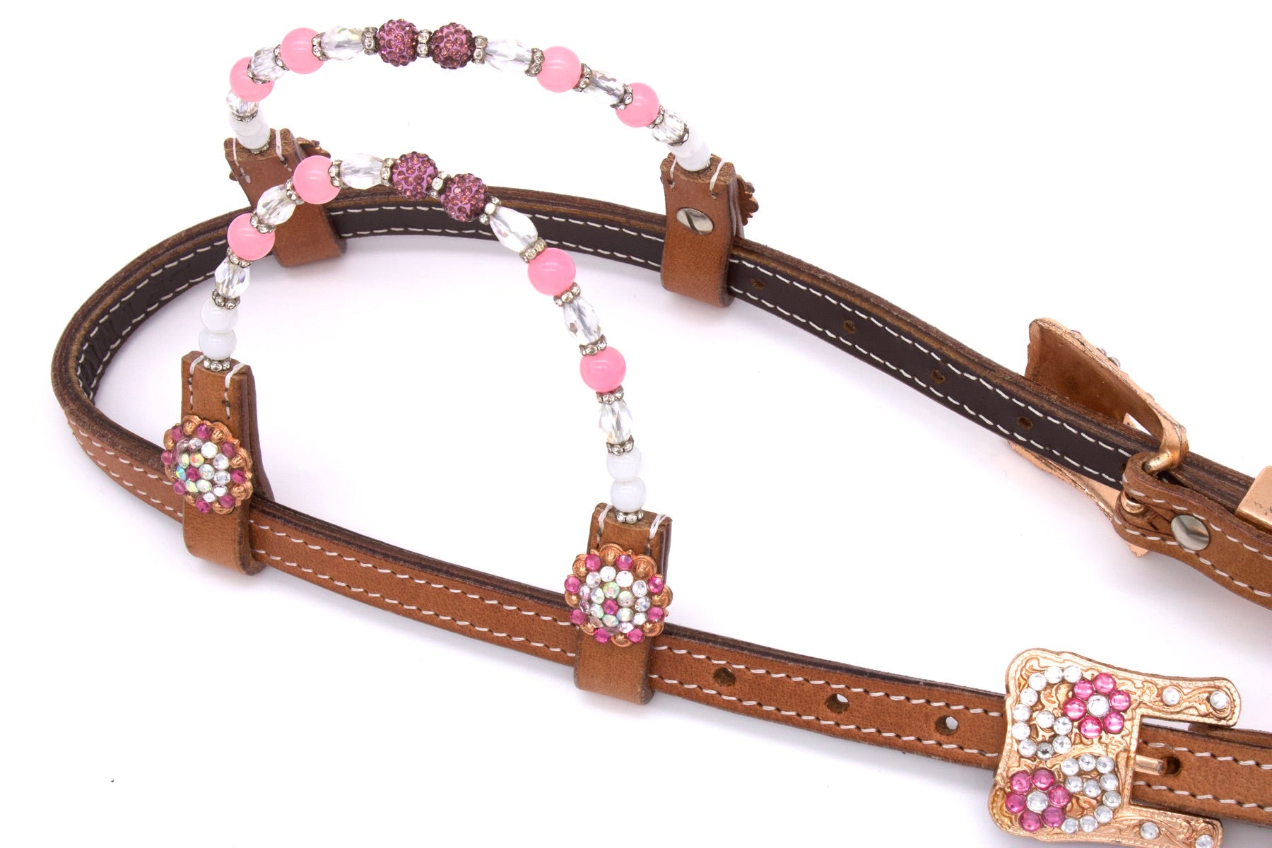 Zweiohr Show Westerntrense Pink/Rosegold mit Perlen-Earloop,