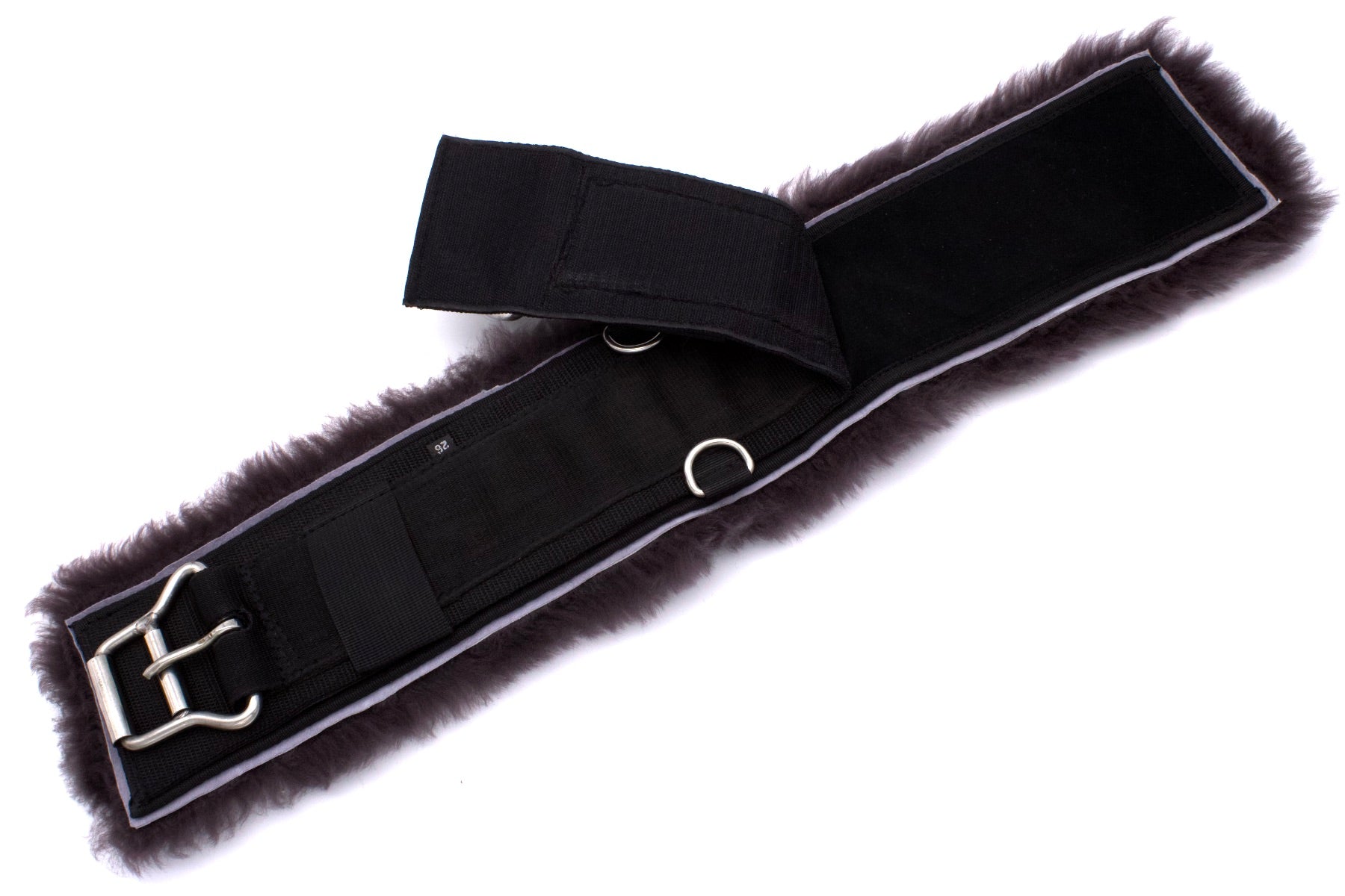 Western Sattelgurt mit echtem Lammfell braun,