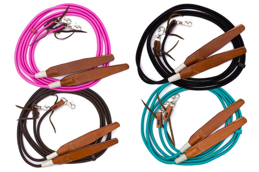 Western Nylonzügel mit brauner Lederklatsche und tauschbaren Snaps, rose,