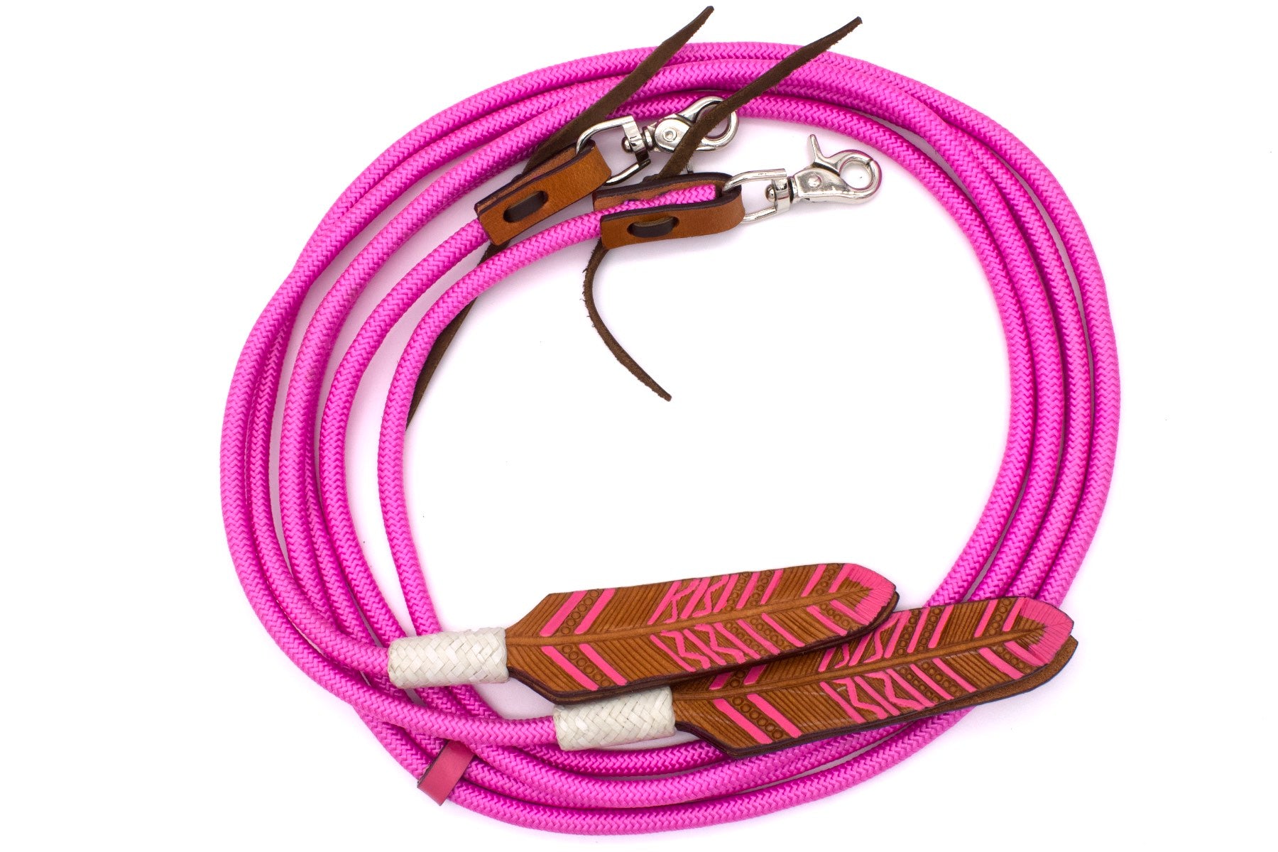 Western Nylonzügel geflochten mit Lederklatsche und austauschbaren Snaps, pink