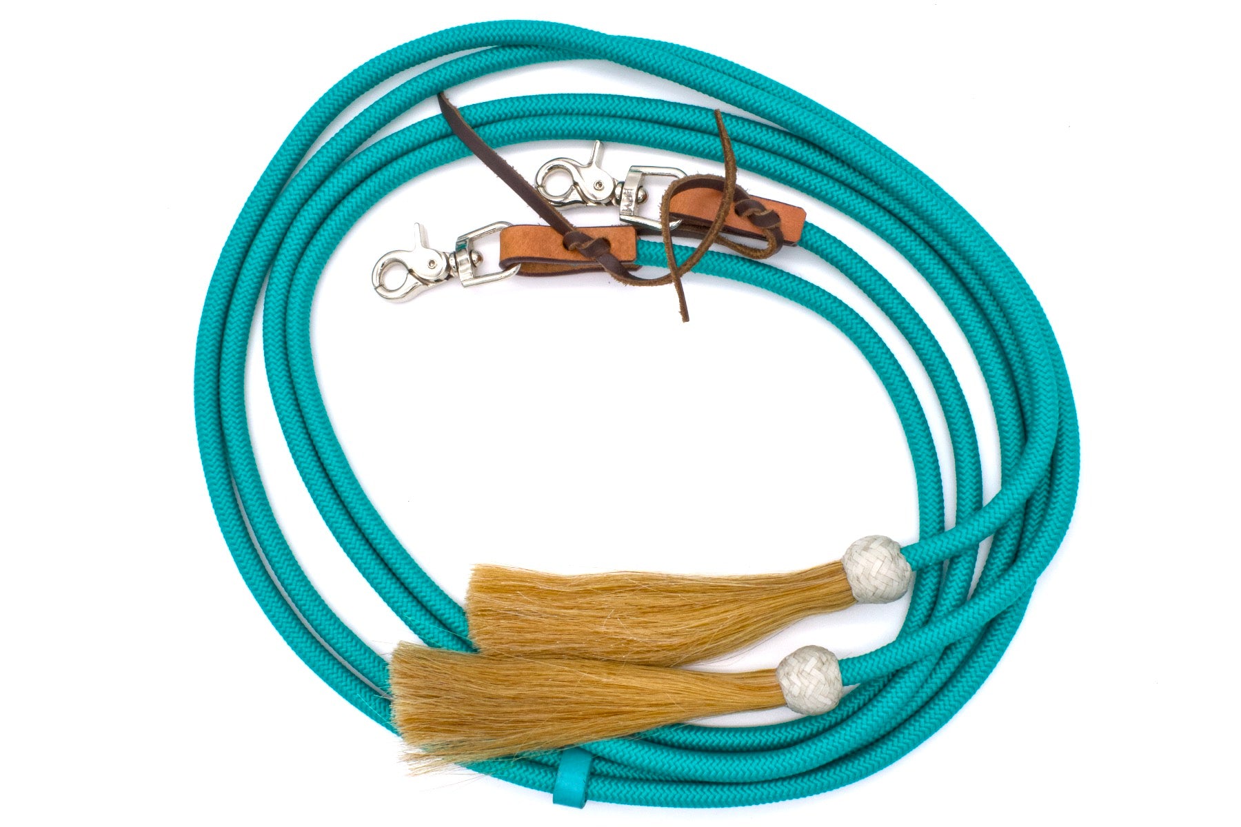 Western Nylonzügel mit Rosshaar Tasseln und wechselbaren Snaps, türkis