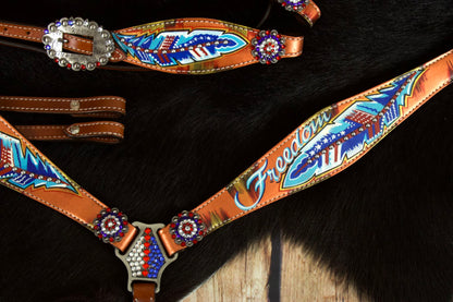 Show Western-Set Freedom, braun, Set aus Westerntrense mit Vorderzeug Strass,