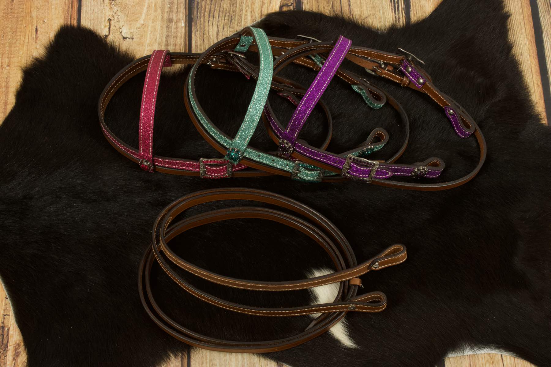 Minishetty / Shetty Glitzer Westernset, Kopfstück und Vorderzeug,