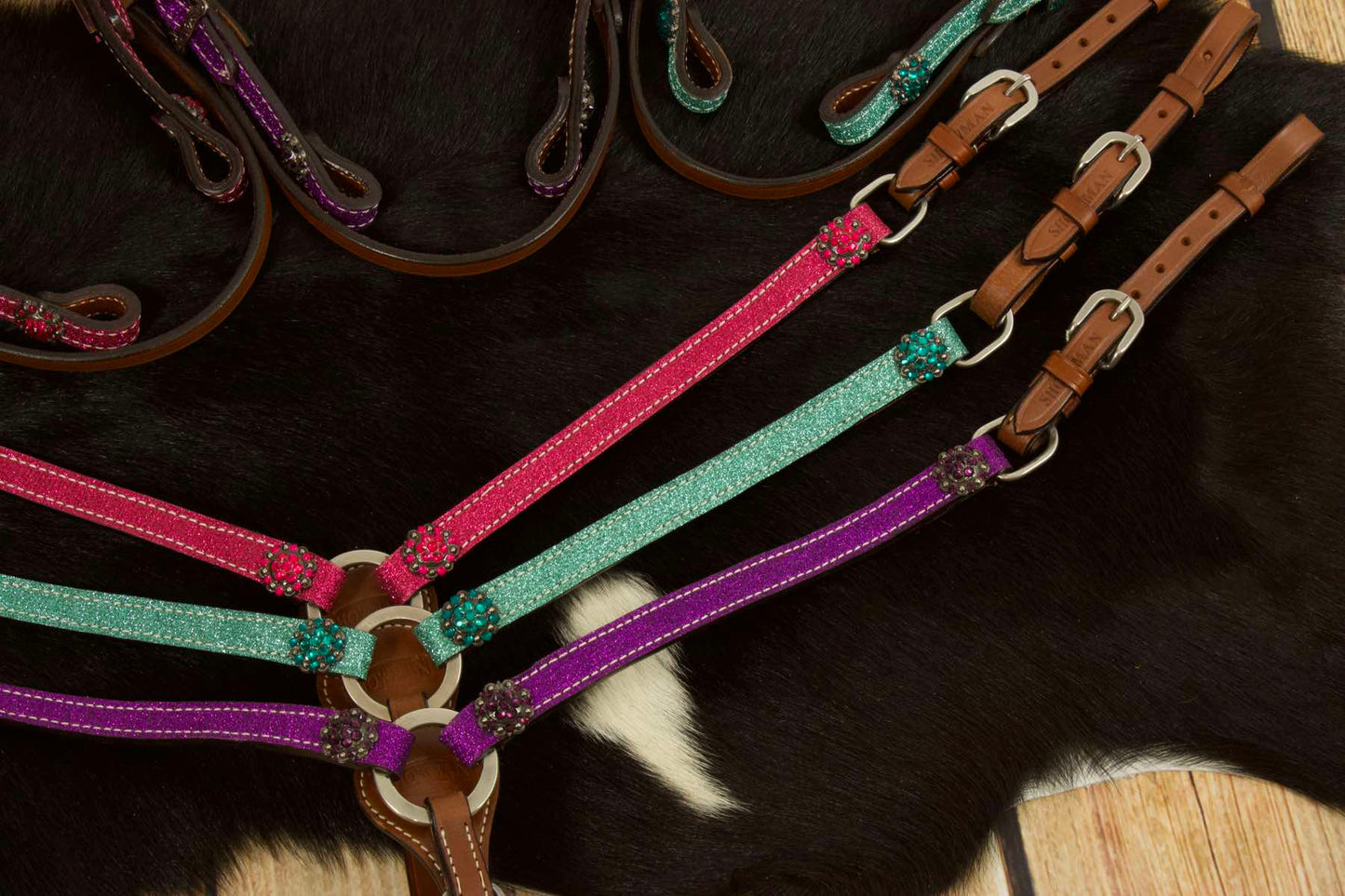 Minishetty / Shetty Glitzer Westernset, Kopfstück und Vorderzeug,