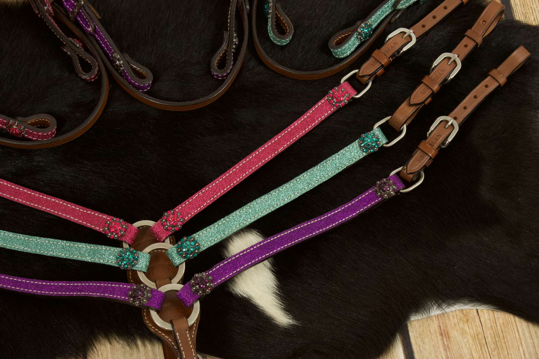 Minishetty / Shetty Glitzer Westernset, Kopfstück und Vorderzeug,