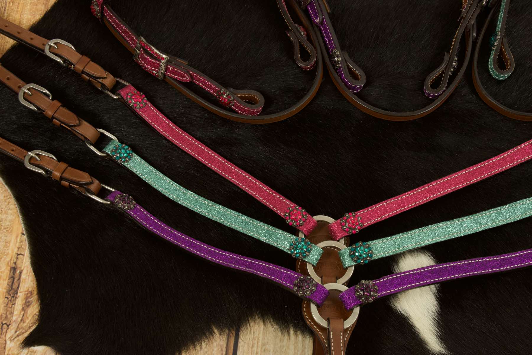 Minishetty / Shetty Glitzer Westernset, Kopfstück und Vorderzeug,