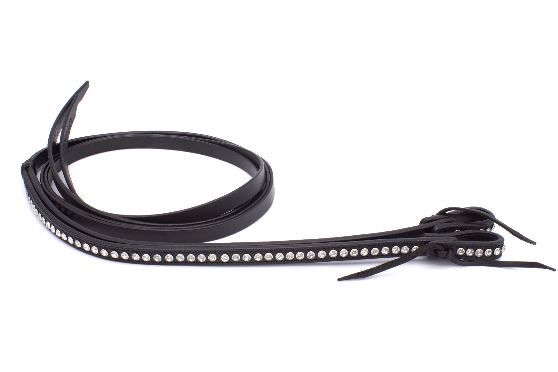 Split Reins Westernzügel, schwarz, mit Glitzersteinchen, Breite 5/8, 16 mm, waterloop, allblack,