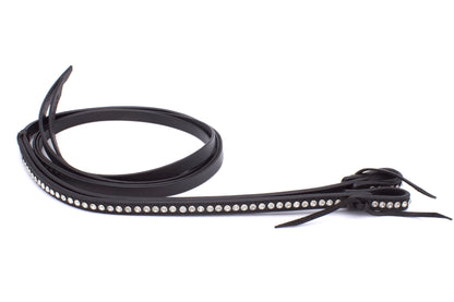 Split Reins Westernzügel, schwarz, mit Glitzersteinchen, Breite 5/8, 16 mm, waterloop, allblack,