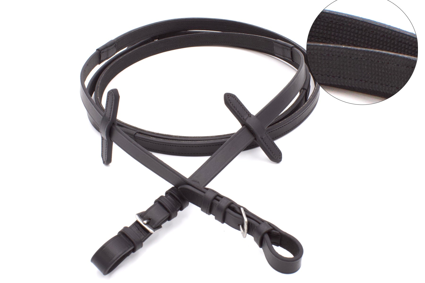 Schwedischer Trensenzaum, schwarz, glitzer, inklusive Zügel mit Grip, Reithalfter ohne Sperriemen,